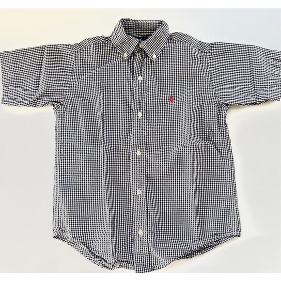 Ralph Lauren Other - Ralph Lauren Boys Shirt Blue White Gingham Plaid Button Down 100% Cotton Sz 6 Sm